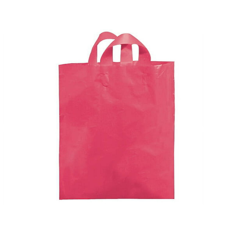 Pack of 250, Mezzo Size 16 x 15 x 6 Solid Blazing Pink Studio Reusable Soft Loop Plastic Bag 25% Recycled Made in USA