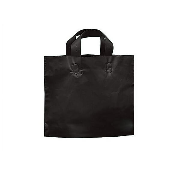 Pack Of 250, Piccolo Size 12 x 10 x 4" Solid Black Studio Reusable Soft Loop Plastic Bag 100% Recycled Made in USA