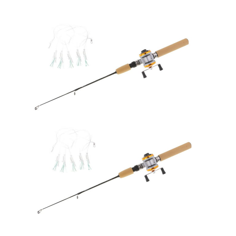Pack Of 2pcs Micro Telescopic Ice Fishing Rod With Baitcasting Reel Travel  Rod 65cm