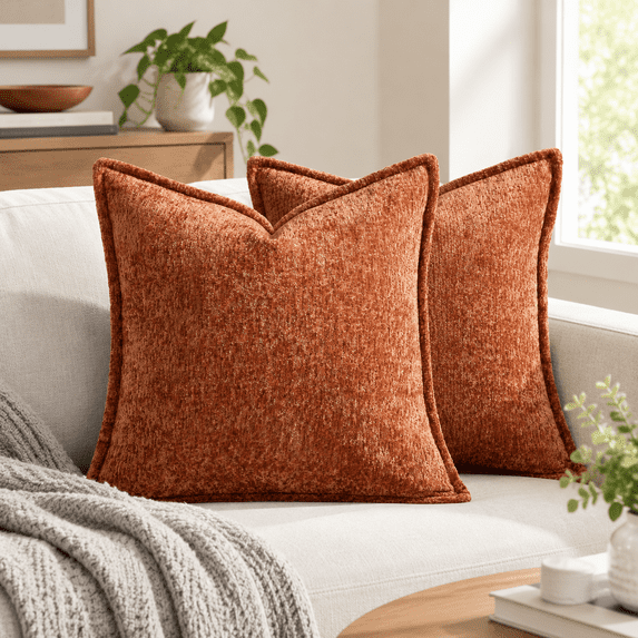 Pack Of 2t Orange Fall Decorative Throwow Covers 20x20 Cozy Soft ...