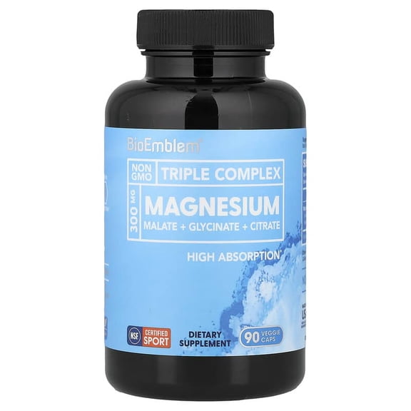(Pack Of 3) BioEmblem Magnesium Triple Complex 90 Vegetarian Capsules