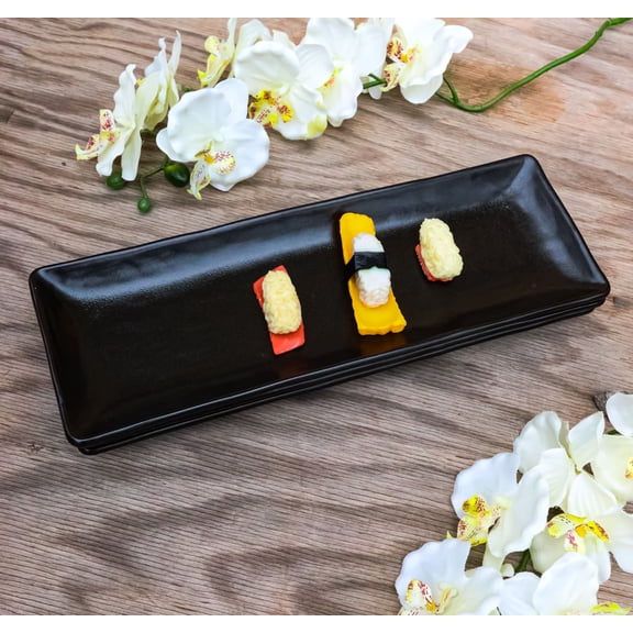 Pack Of 3 Black Kokuyo Ceramic Collection Rectangular Serving Platter 14" L