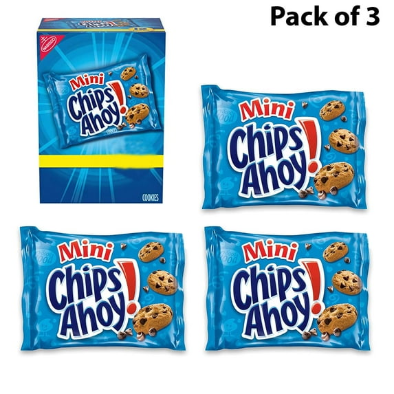 Pack Of 3 CHIPS AHOY! Mini Original Chocolate Chip Cookies | 1.4 Oz Per Pack | GOLDENROW
