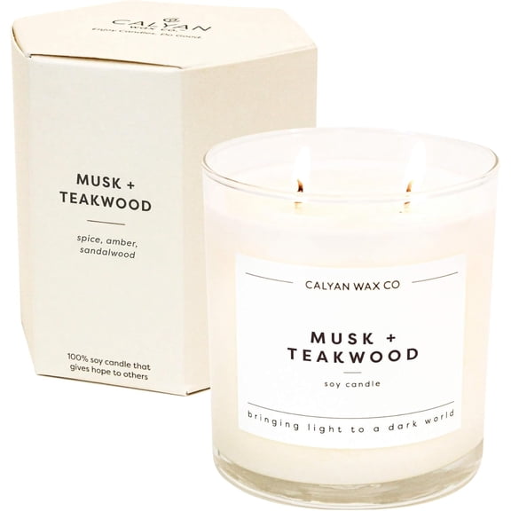 (Pack Of 3) Calyan Wax Co. Candle Soy Musk Teakwood 8.8 Oz