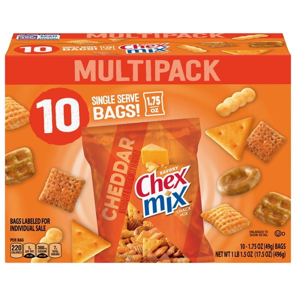 Pack Of 3 Chex Mix Cheddar Snack Mix Multipack, 10 ct (Package May Vary)
