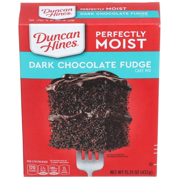 Pack Of 3 Duncan Hines Perfectly Moist Dark Chocolate Fudge Cake Mix, 15.25 oz (Package May Vary)