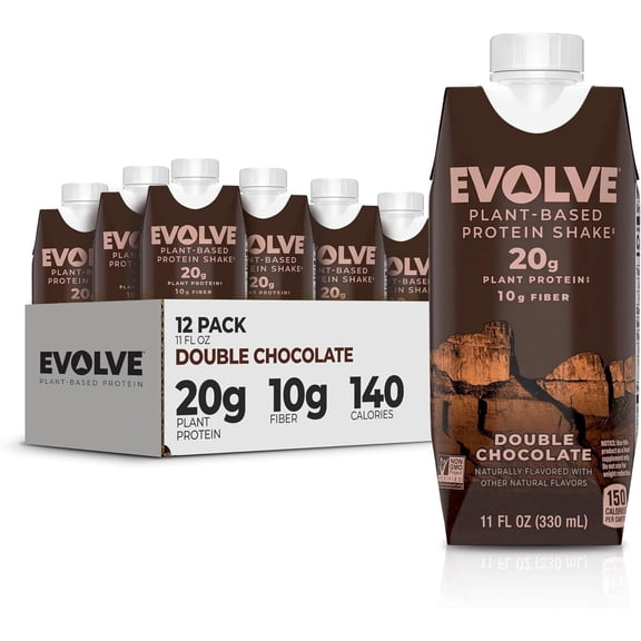 (Pack Of 3) Evolve Beverage Ready To Drink Double Chocolate 44 Fl Oz - 12 Units Total 11 Fl Oz each