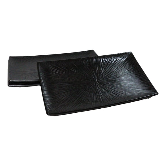 Pack Of 3 Kokuyo Black Modern Porcelain Long Rectangular Serving Platter 15"X8.5