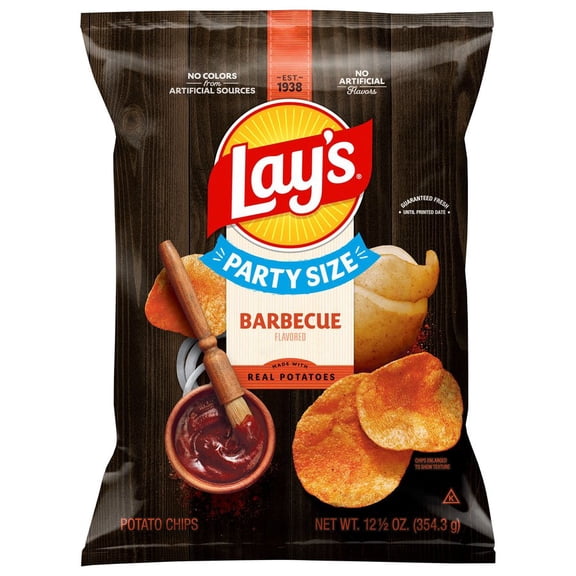 Pack Of 3 Lay's Barbecue Potato Chips Party Size, 12.5 oz (Package May Vary)