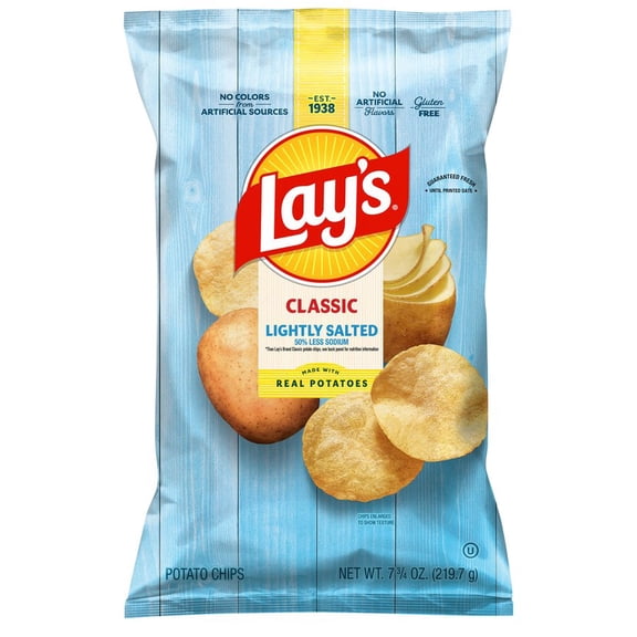 Pack Of 3 Lay's Lightly Salted Classic Potato Chips, 7.75 oz (Package May Vary)