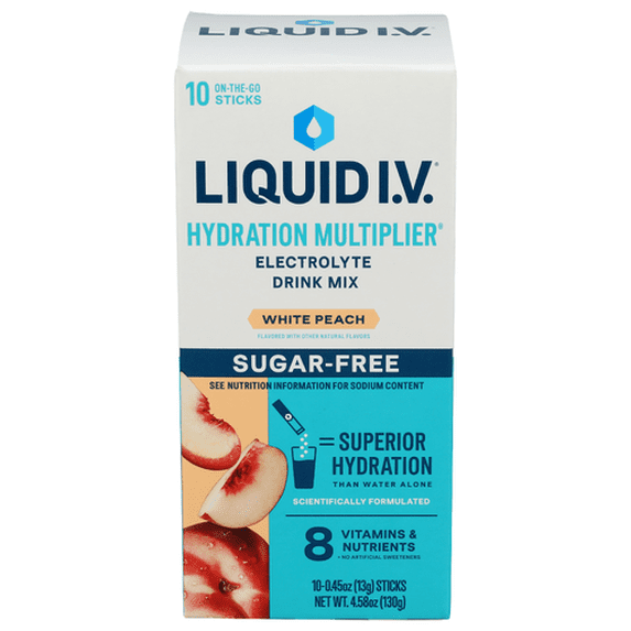 (Pack Of 3) Liquid Iv Hydration Electrolyte Drink Mix Sugar Free White Peach 4.58 Oz