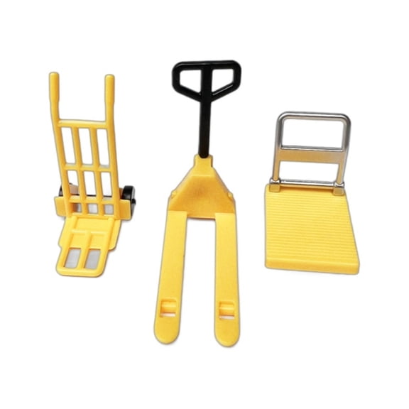 Pack Of 3 Miniature Warehouse Tools Handcart Forklift Set For 1/12 Dollhouses Perfect For Realistic Landscaping Tool