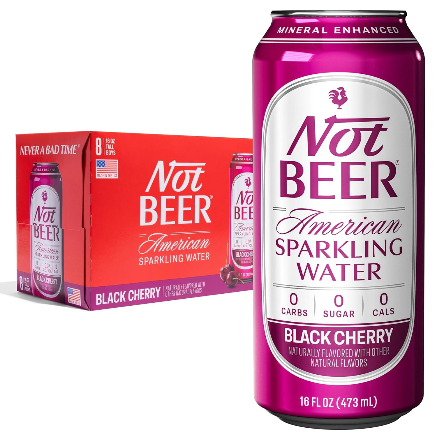 (Pack Of 3) Not Beer Water Sparkling Black Cherry 8 Pack 128 Fo