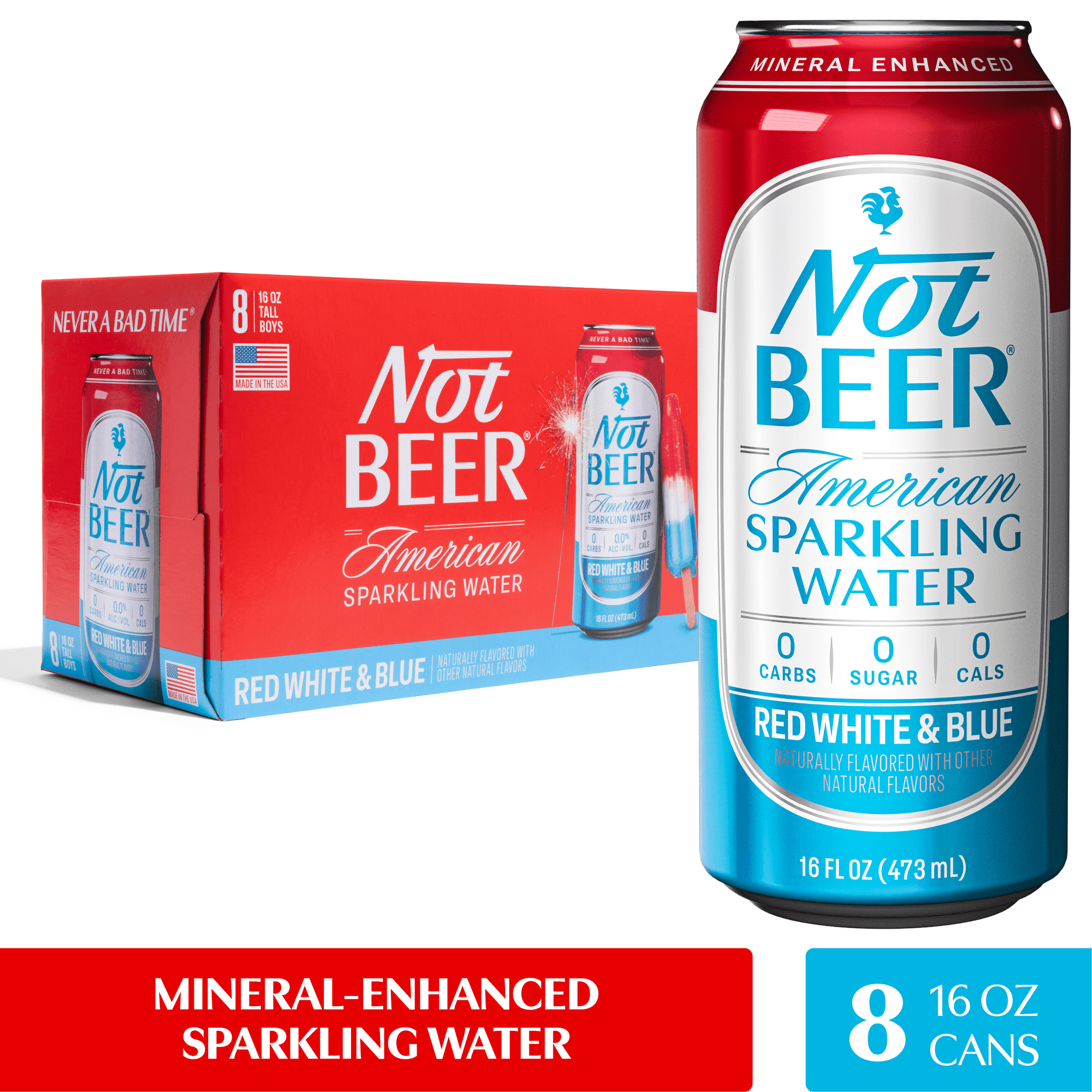 (Pack Of 3) Not Beer Water Sparkling Red White Blue 8 Pack 128 Fo