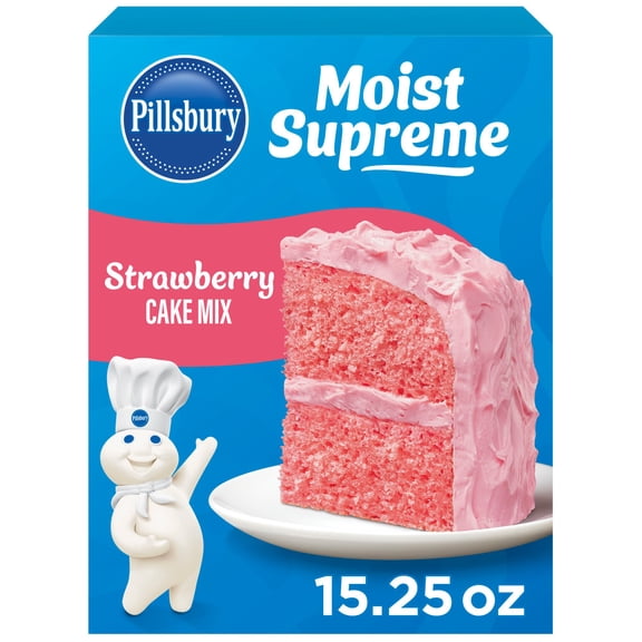 Pack Of 3 Pillsbury Moist Supreme Strawberry Cake Mix, 15.3 oz (Package May Vary)
