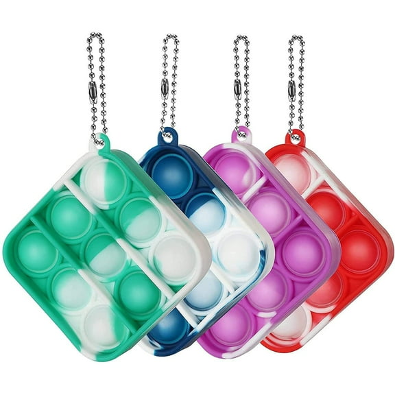 Pack Of 3 Portable & Convenient Mini Square Pop It Keychain - Relieve Stress Anytime, Anywhere