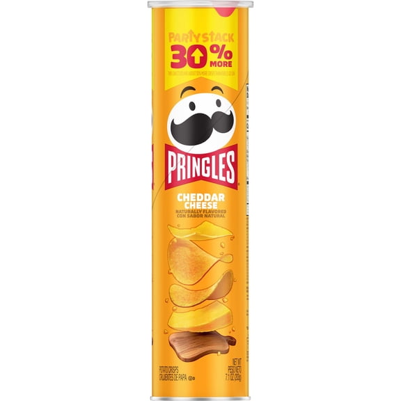 Pack Of 3 Pringles Cheddar Cheese Potato Crisps Chips - Party Stack, 7.1 oz (Package May Vary)