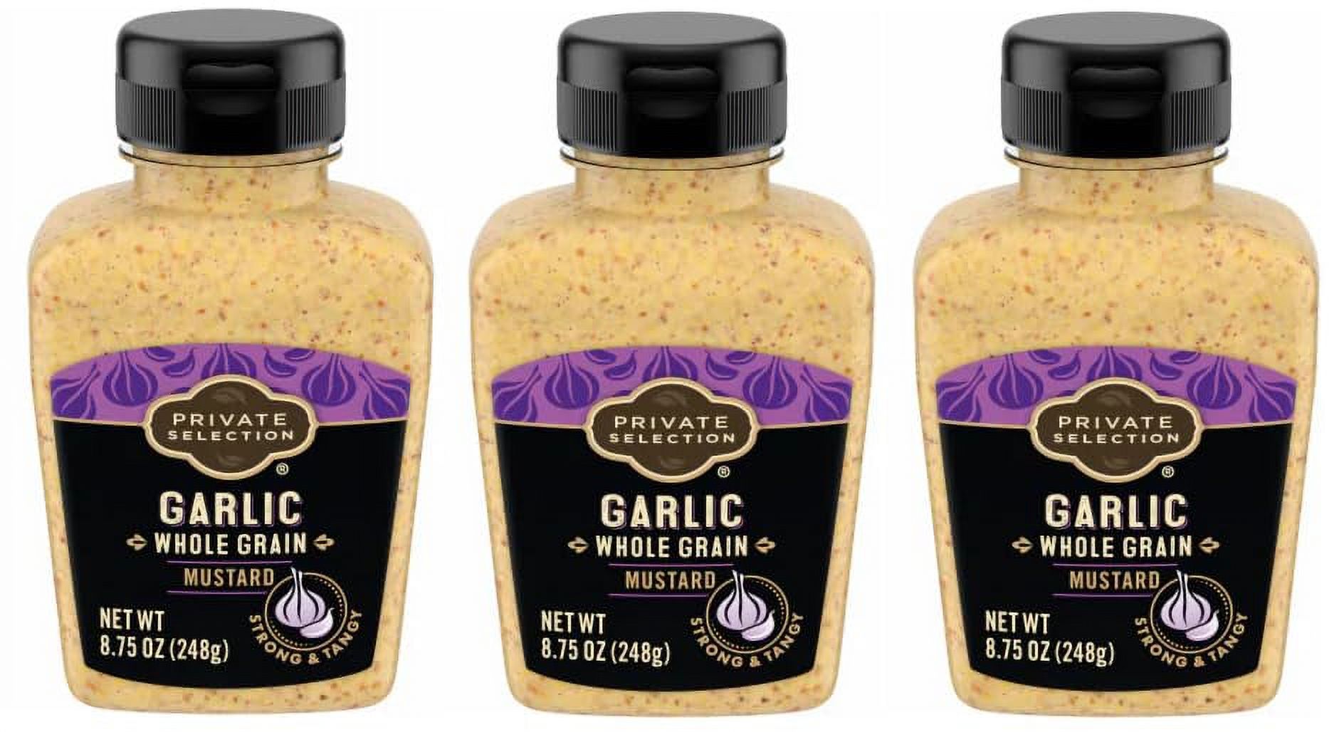 Pack Of 3 Private Selection Whole Grain Garlic Mustard 8.75 Oz
