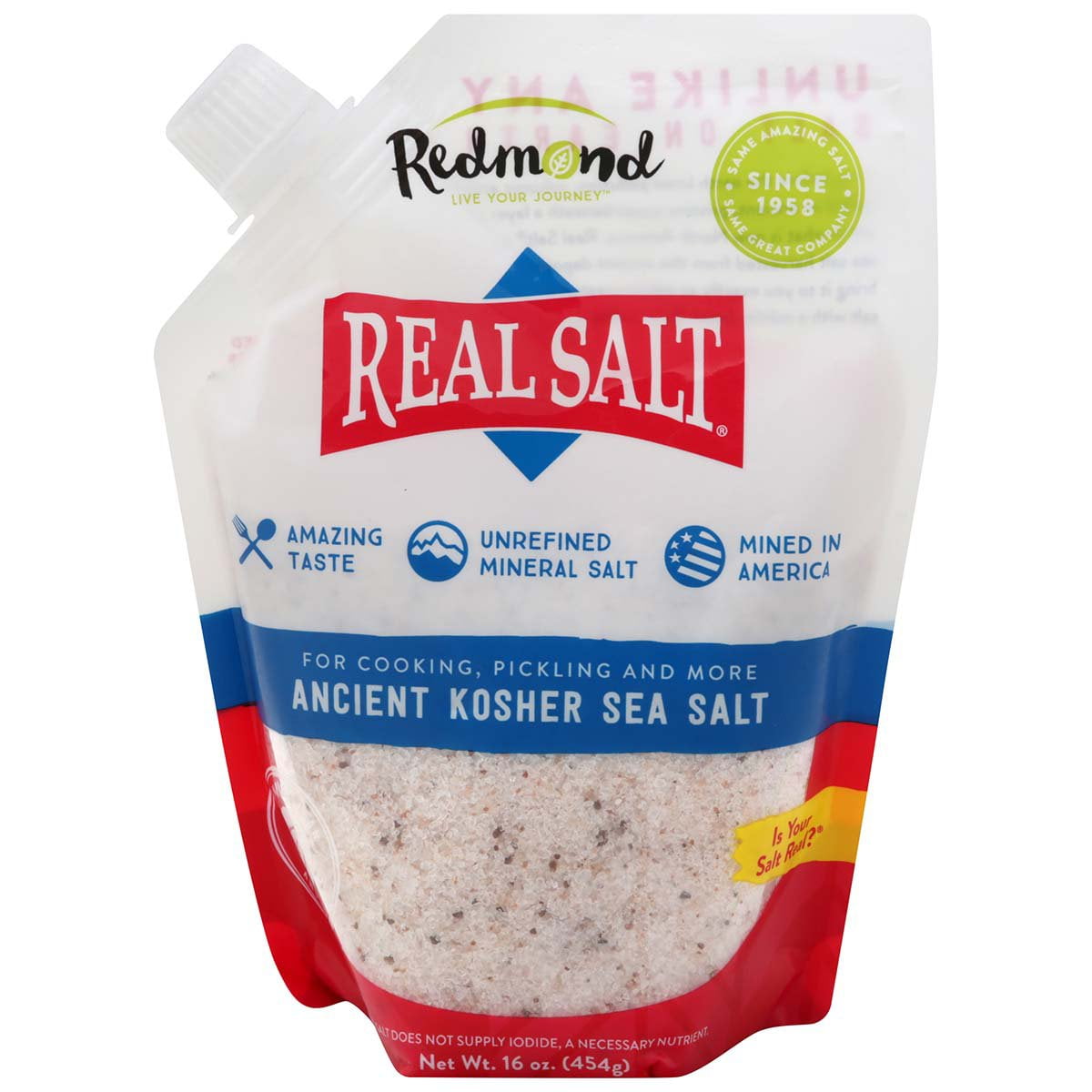 Pack Of 3 Redmond Real Salt Ancient Kosher Sea Salt, 16 oz (Package May Vary)
