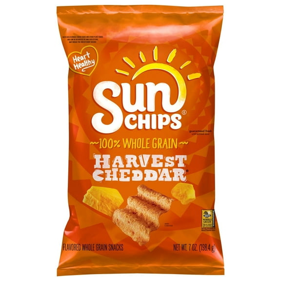 Pack Of 3 SUNCHIPS 100% Whole Grain Harvest Cheddar Chips, 7 oz (Package May Vary)
