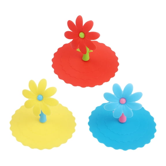 Pack Of 3 Silicone Cup Lid Glass Drink Cover Anti-dust Coffee Mug Suction Seal