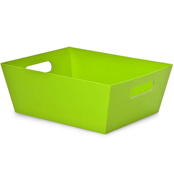 Pack Of 3, Solid Lime Green X-Large Wide Base Trays 8 X 10" X 4.5" For Gourmet Gift Baskets, Food Baskets