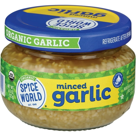 Pack Of 3 Spice World Organic Minced Garlic, 4.5 oz (Package May Vary)