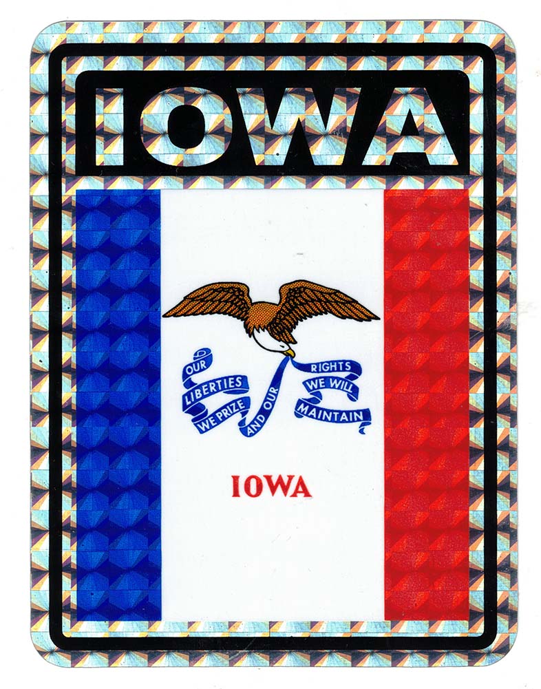 Iowa Flag Map Sticker Pack Of 3 State Of Iowa Flag Reflective Decal Bumper Sticker DC-516 ...