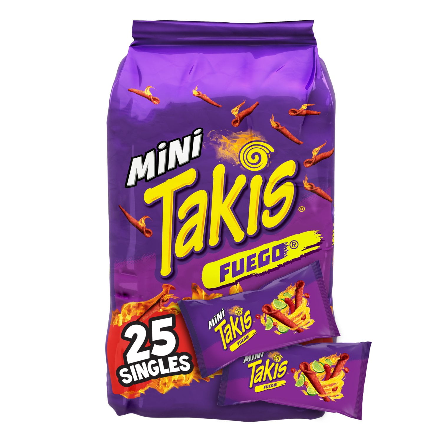 Pack Of 3 Takis Fuego Mini Bite-Size Rolled Tortilla Chips Multipack, 25 ct (Package May Vary)
