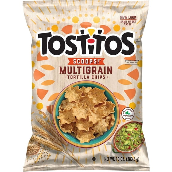 Pack Of 3 Tostitos Scoops! Multigrain Tortilla Chips, 10 oz (Package May Vary)