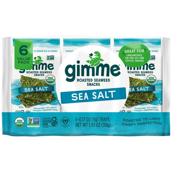 Pack Of 3 gimme Roasted Seaweed Snacks - Sea Salt, 6 ct (Package May Vary)