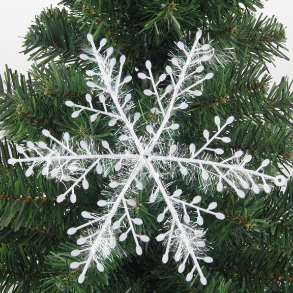 Pack Of 30 Plastic Snowflakes For Christmas Tree Decoration And Xmas Ornaments