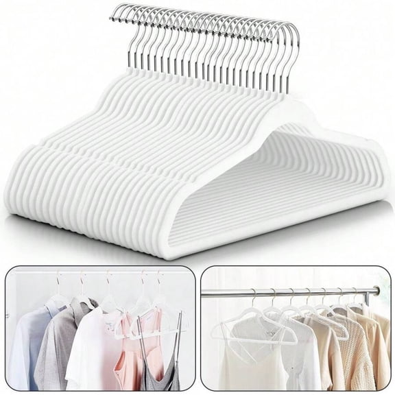 Pack Of 30 Velvet Hangers - Lux Decor Ultra-Slim Padded Non-Slip Felt Finish Maintains Clothing Shape Space-Saving Design