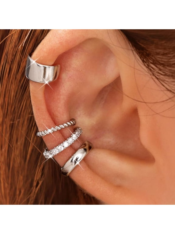 Pack Of 4 Adjustable Clip On Cartilage Earrings For Women 14K Gold Plated Hypoallergenically Ear Cuff Jewelry Set