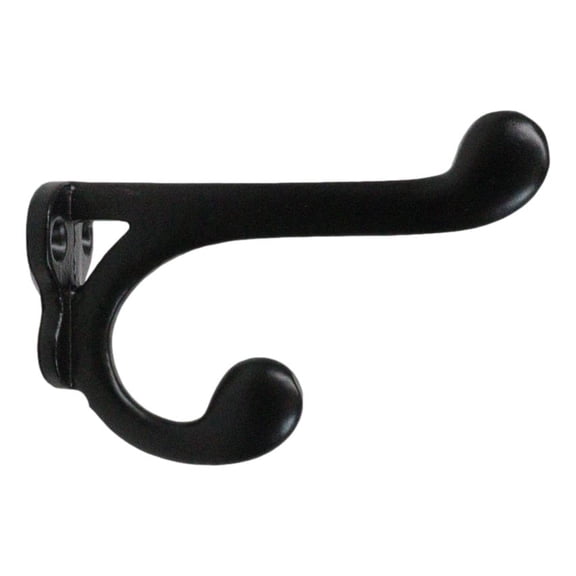 Pack Of 4 Cast Iron Black Traditional School House Double Peg Wall Hooks Accent