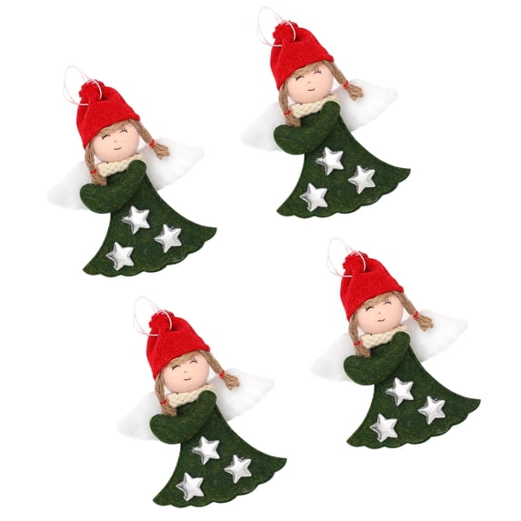 Pack Of 4 Creative Wing Designs Christmas Doll Ornaments Festival Tree Decorations Polyester Ornaments