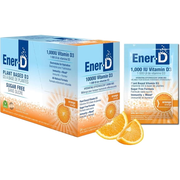 (Pack Of 4) Ener-LIFE Vitamin D Packet Orange Sugar Free 24 Pieces