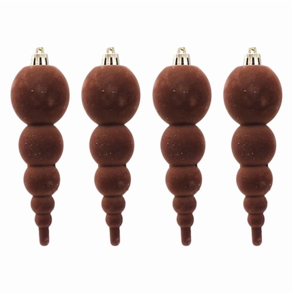 Pack Of 4 Flocked Velvet Christmas Hanging Ornaments Elegant Xmas Tree Decorations For Home Holiday