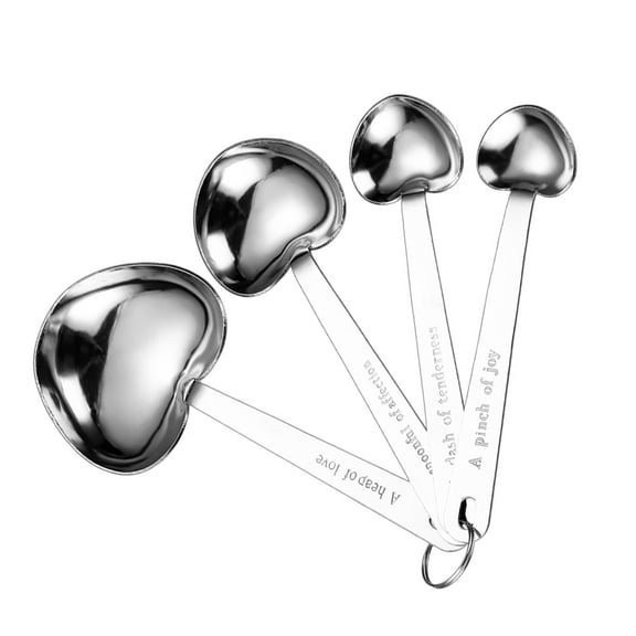 Pack Of 4 Heart Shape Measuring Spoons Heart Shape Coffee Measuring Spoons Set Perfect For Memorable Wedding Supplies