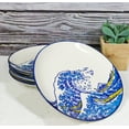 thumbnail image 1 of Pack Of 4 Hokusai The Great Wave Of Kanagawa Mount Fuji Round Appetizer Plates, 1 of 9