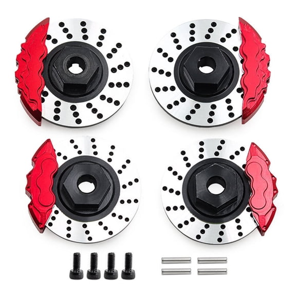 Pack Of 4 Lightweight Wheel Hubs Adapters And Brake Discs For Enhanced Performances In 1/10 Remote Control On Road Cars