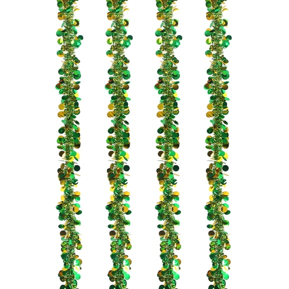 Pack Of 4 Metallic Tinsel Twist Irish Festival Ornament Gold Green Fringes Artifical Vine For Party Decoration