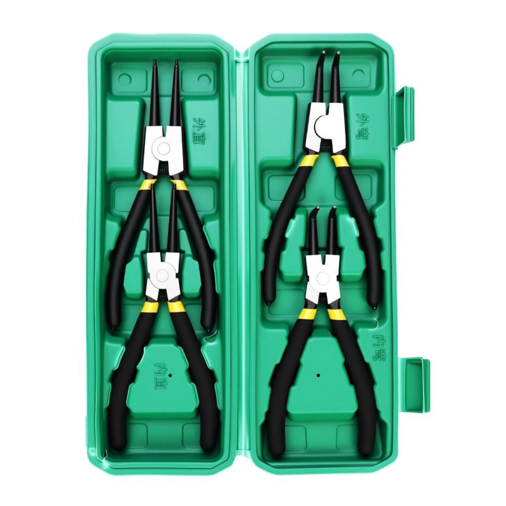 Pack Of 4 Multifunctional Snap Rings Pliers Internal External Circlip Pliers Hardness Rust Resistance Straight/Bent Jaw