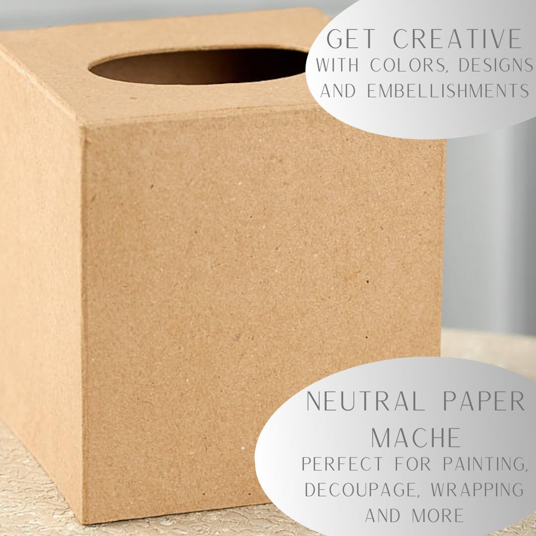 Pack Of 4 Paper Mache Tissue Box Covers By Premade Blank Cardboard