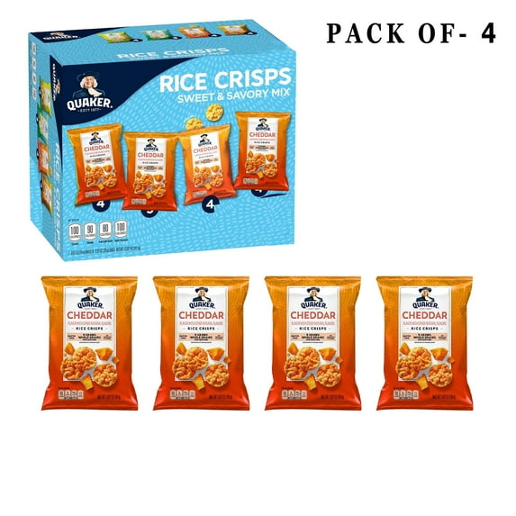 Pack Of 4 Pcs Quaker Rice Crisps Gluten Free Cheddar Cheese And Flavor | 0.67 Oz Per Pack | GOLDENROW