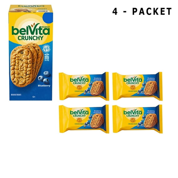 Pack Of 4 Pcs belVita Blueberry Breakfast Biscuits | 1.76 oz per pack | GOLDENROW