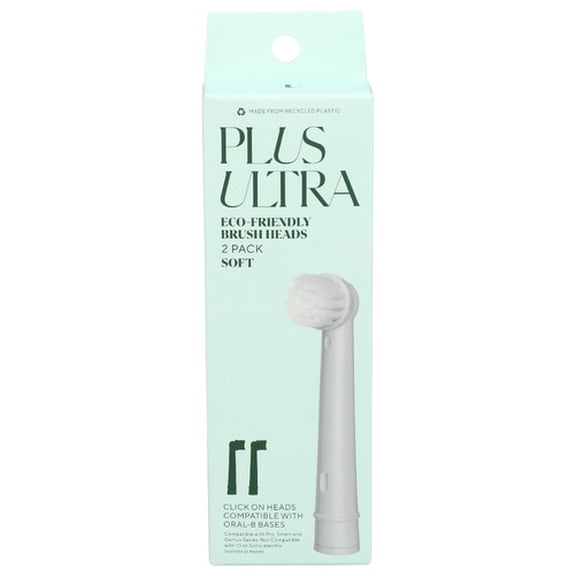 (Pack Of 4) Plus Ultra Toothbrush Soft Brush Heads Replacement 2 Each
