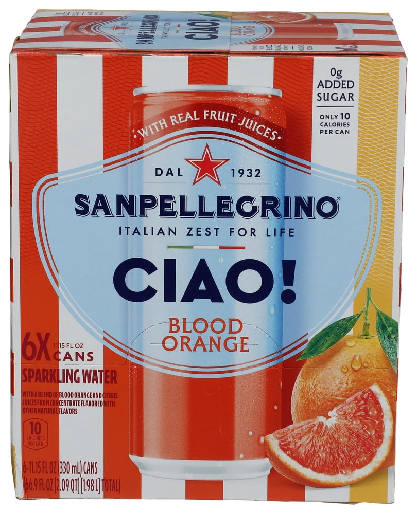 (Pack Of 4) San Pellegrino Water Sparkling Ciao Blood Orange 6 Pack 66.9 Fo