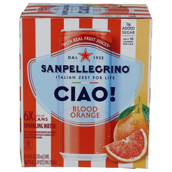 (Pack Of 4) San Pellegrino Water Sparkling Ciao Blood Orange 6 Pack 66.9 Fo