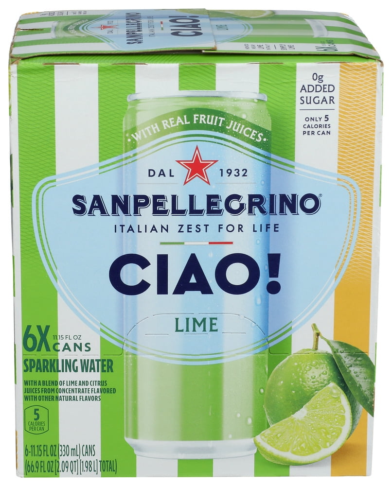 (Pack Of 4) San Pellegrino Water Sparkling Ciao Lime 6 Pack 66.9 Fo